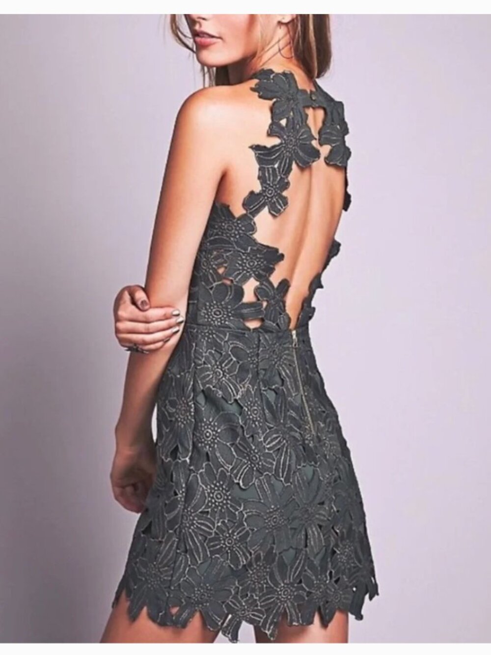 Free People x Saylor Jessa Foil Lace Dress Size Small